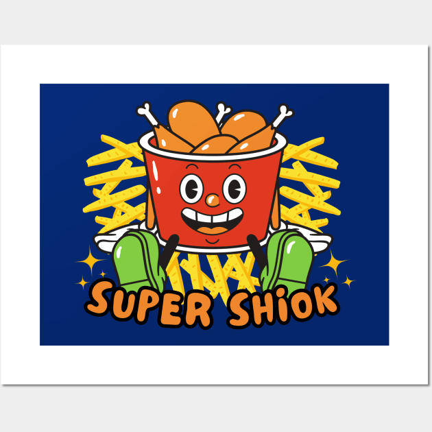 Super Shiok Cute Fried Chickens And Fries Funny Singlish Wall Art by Owl Canvas